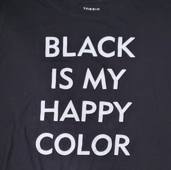 Torrid Black is My Happy Color Slim Fit  Graphic Tee Women's 2 (2X) - Picture 3 of 9